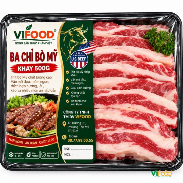 Ba Chỉ Bò Mỹ Khay 500g