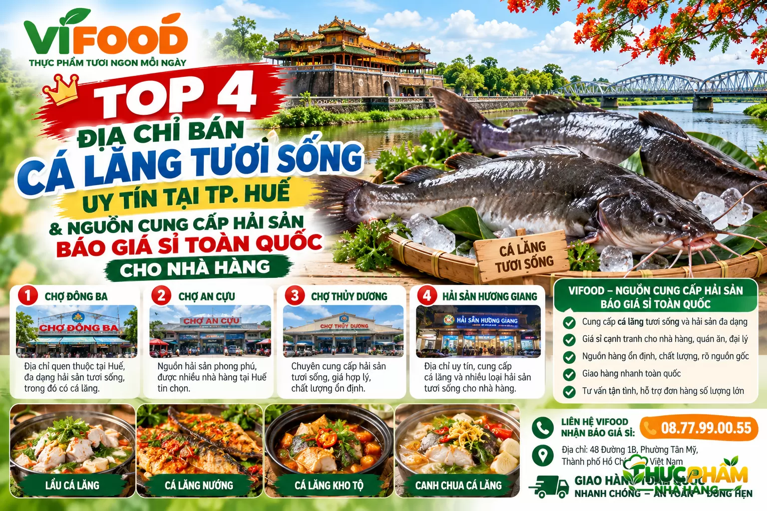 Top 4 Địa Chỉ Bán Cá Lăng Tươi Sống Tại Huế | VIFOOD