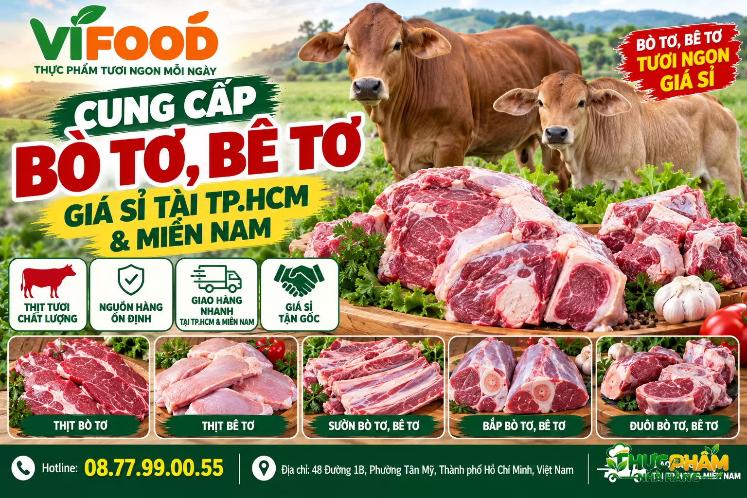 VIFOOD Cung Cấp Bò Tơ, Bê Tơ Giá Sỉ Tại TP.HCM & Miền Nam