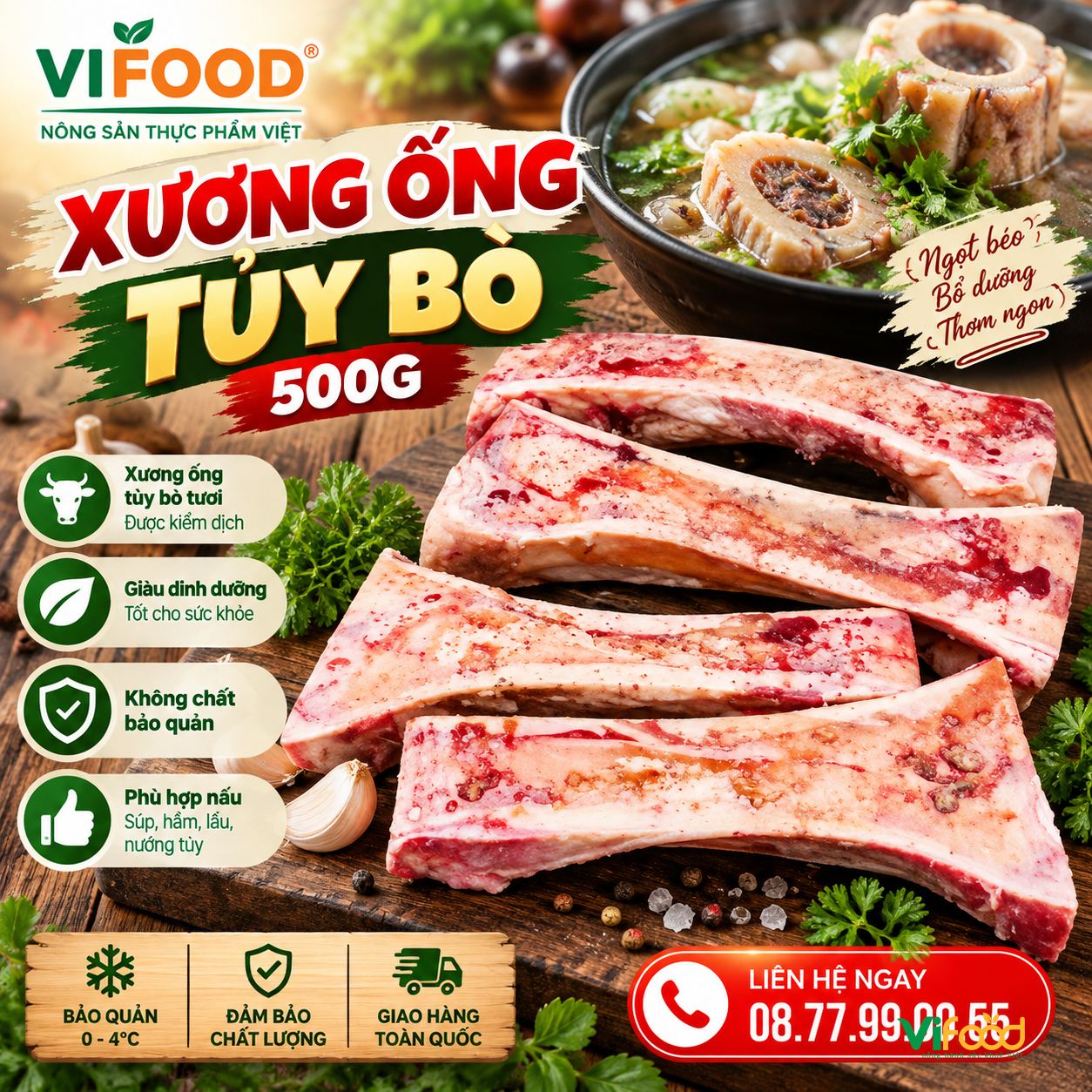 Xương Ống Tủy Bò 500g